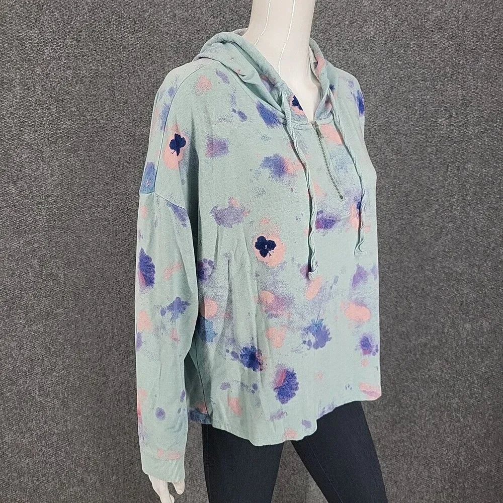 Candace Cameron Bure Malibu Lounge Half Zip Hoodie X-Large Sz Sage Tie Dye Top - Picture 5 of 11